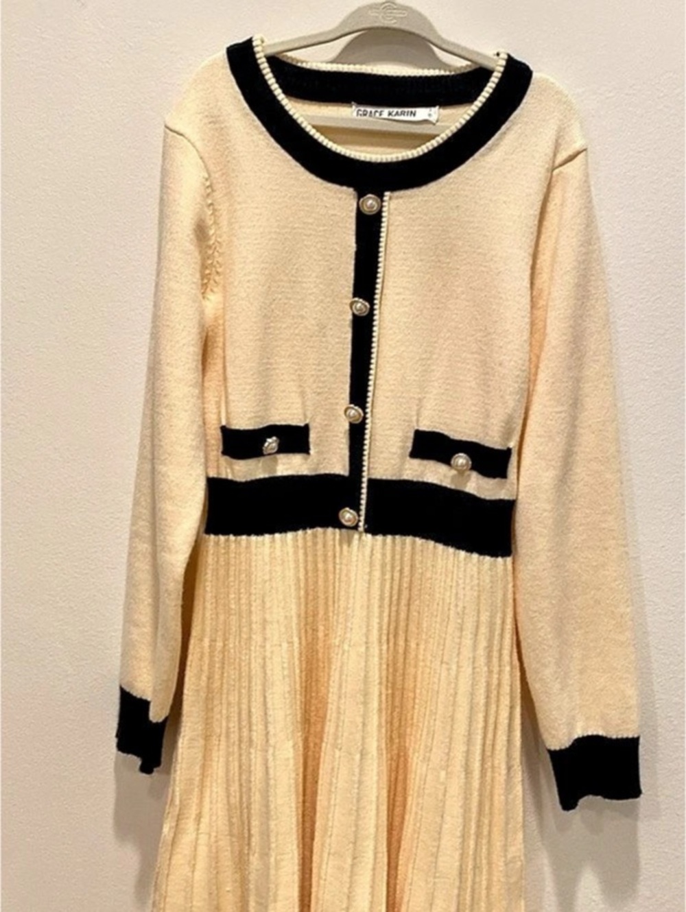 Grace Karin Color Block Pleated Midi Dress Like New